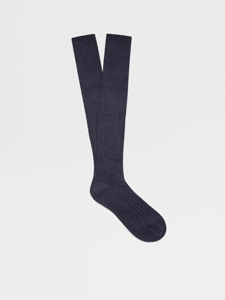 Navy Blue Organic Cotton Cashmere and Silk Mid Calf Socks